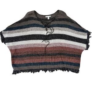 NWT AEO American Eagle Outfitters Fringe Hem Crop Boxy Boho Knit Top Shirt XL